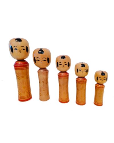 1960s hand painted Kokeshi doll set