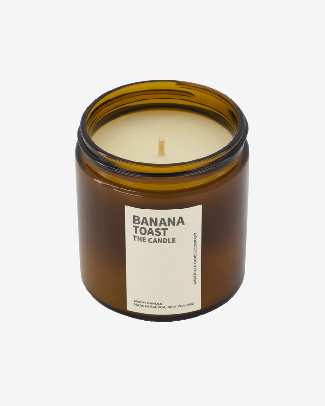 banana toast candle in amber jar