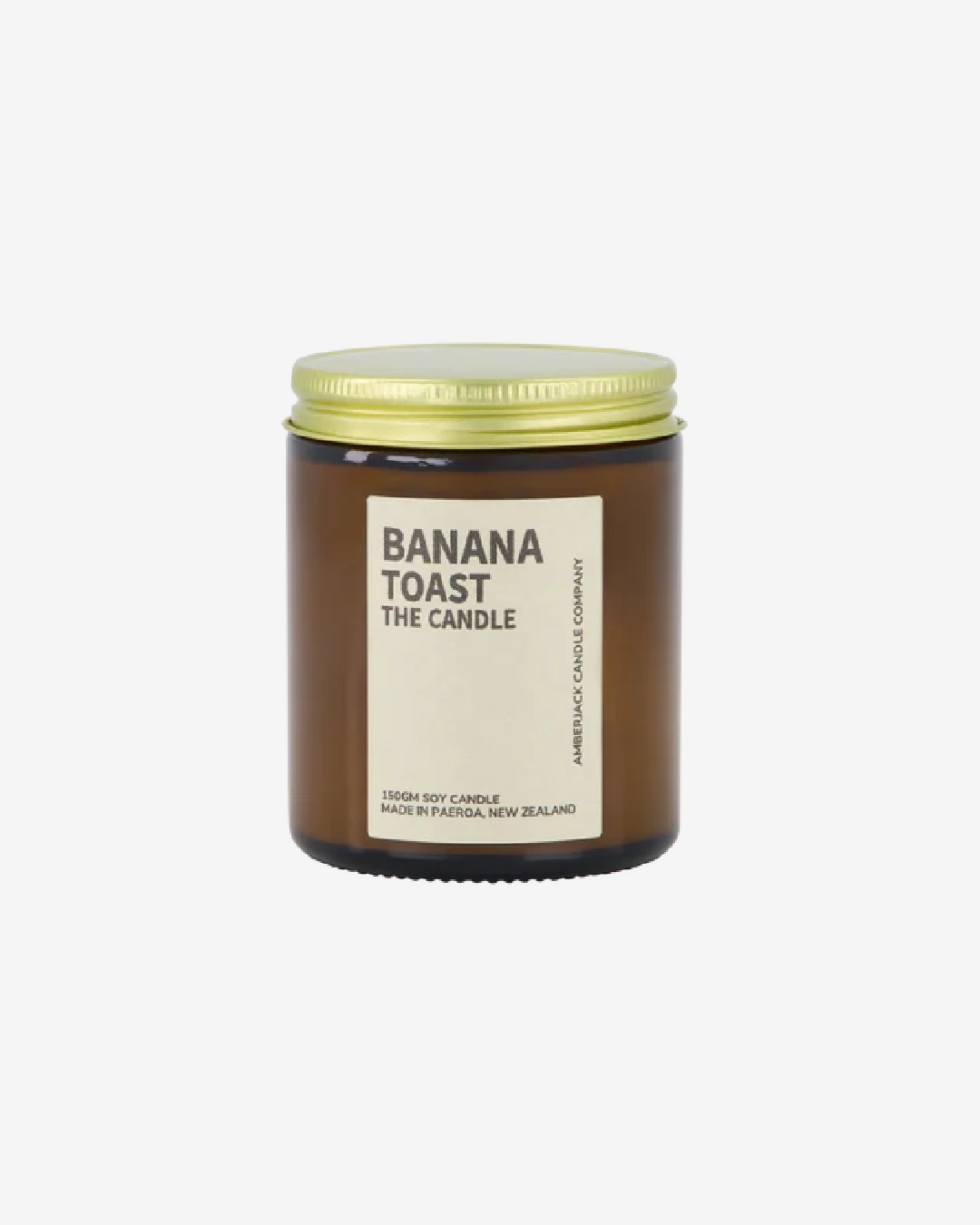 banana toast candle in amber jar with gold lid