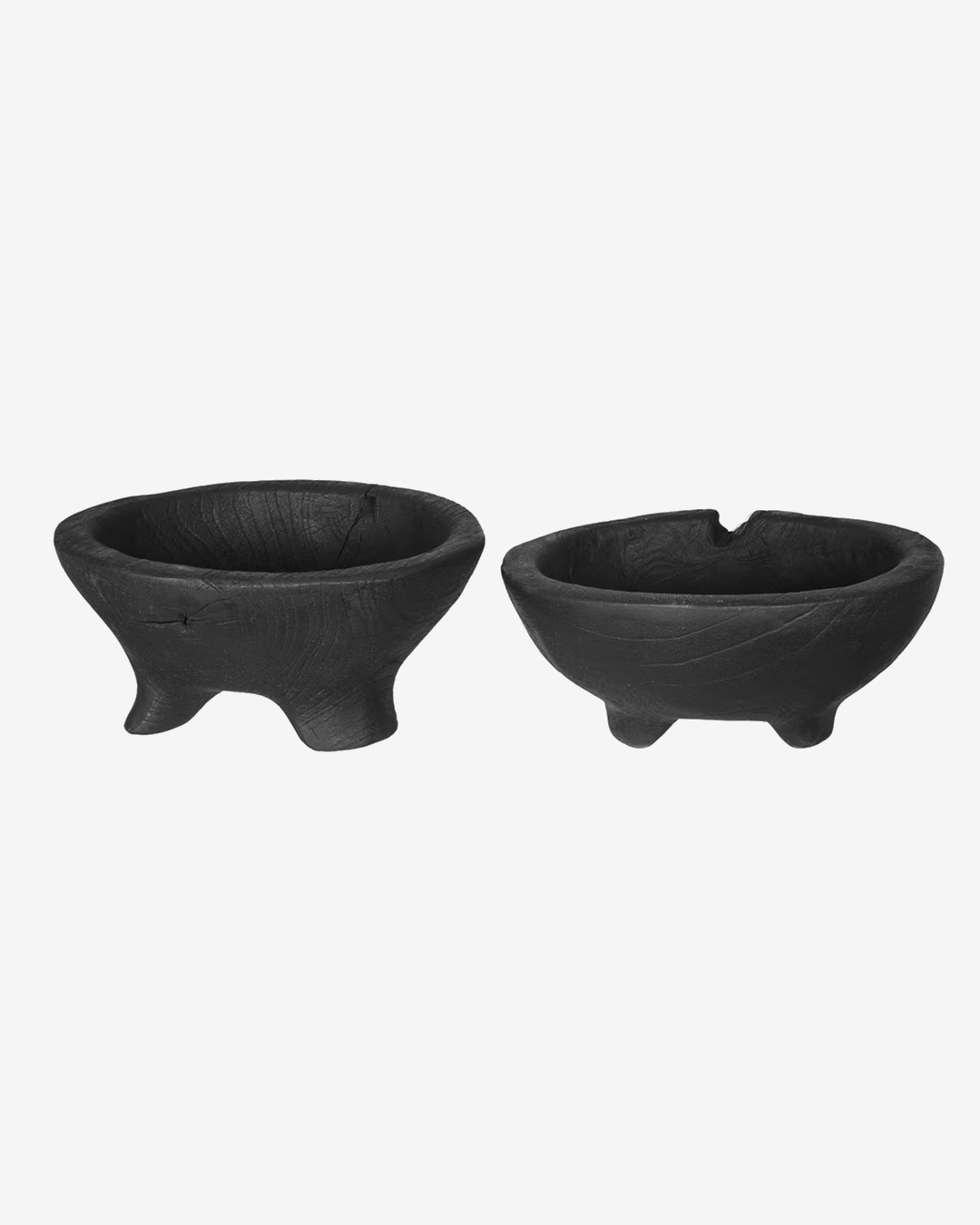 Black teak bowls with feet