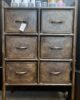 Vintage storage unit with 6 drawers brown iron metal