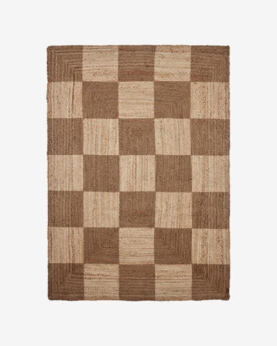 Checked brown rug