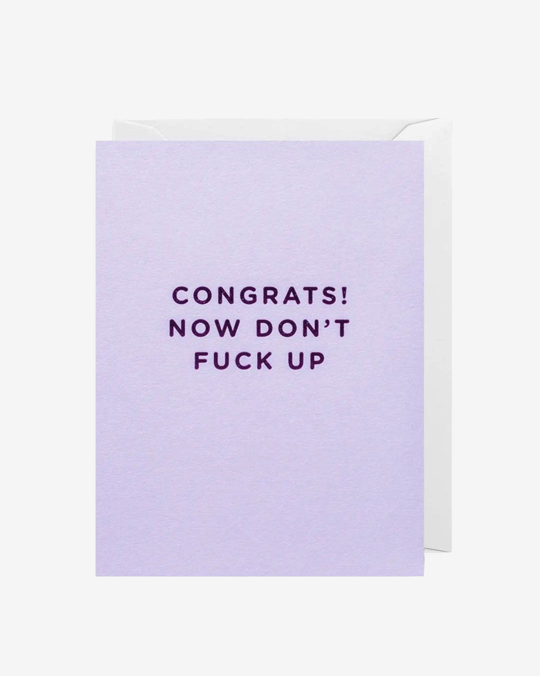 purple card with congrats now font fuck up in text