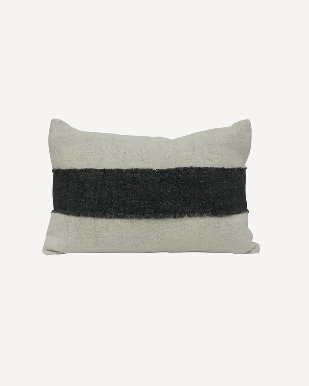 Black and white stripe linen rectangle cushion