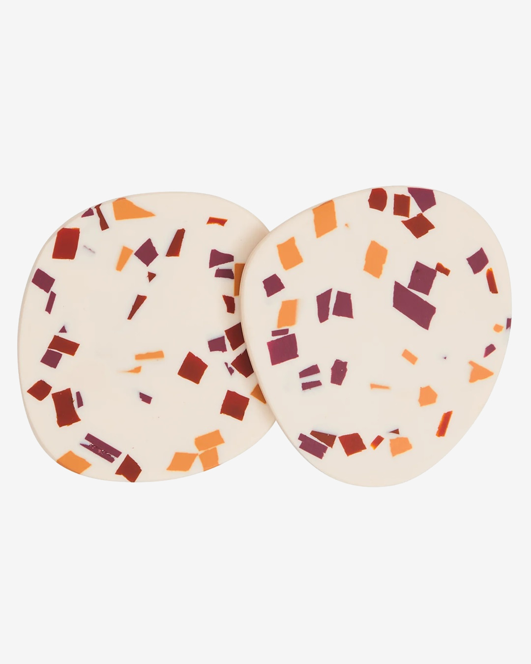 White orange and red terrazzo resin coasters