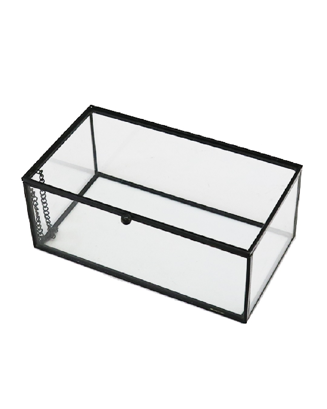 Glass and metal hinge box