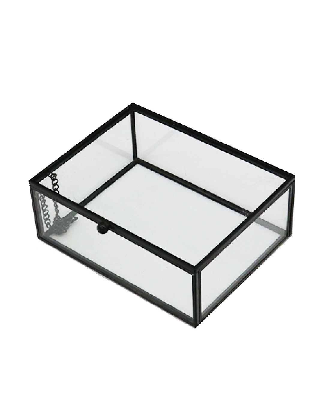 Glass and metal hinge box