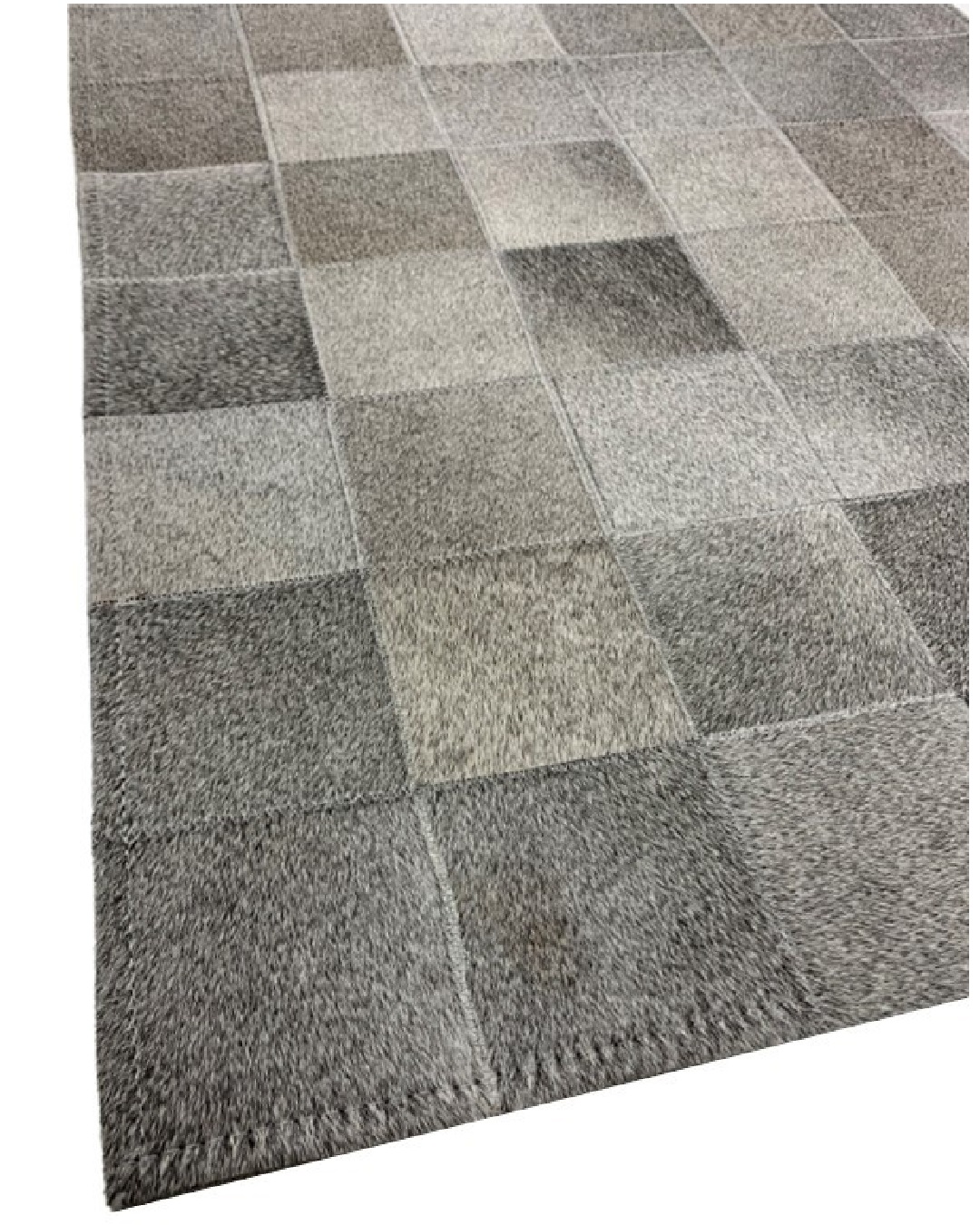 Grey gris patchwork cowhide rug