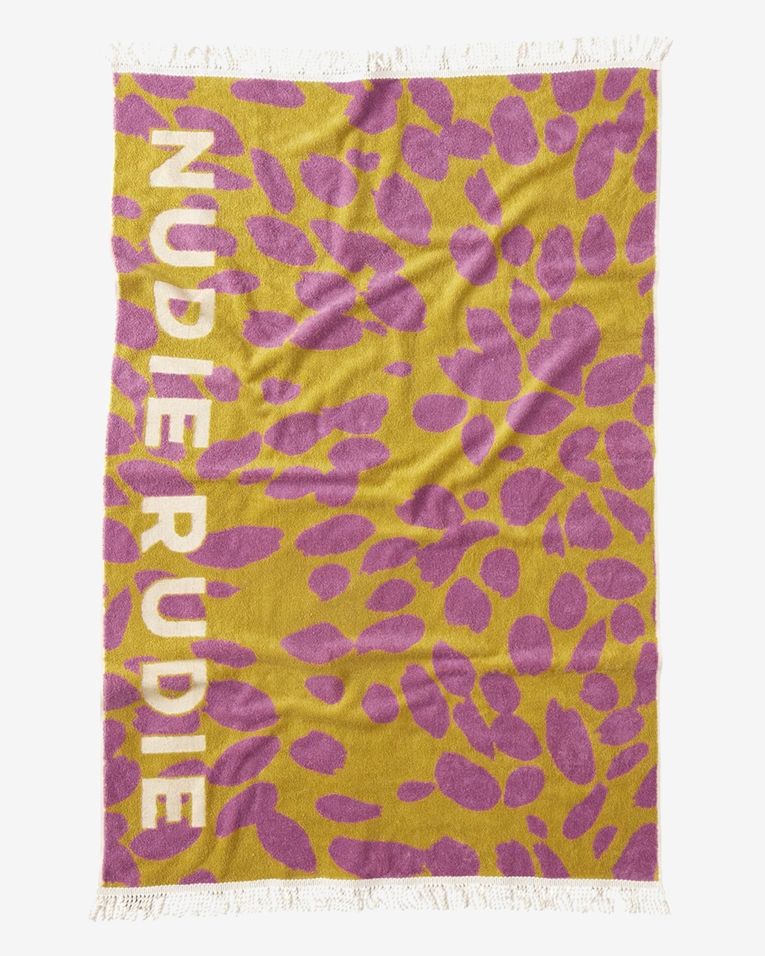 Purple and yellow nudie rudie towel