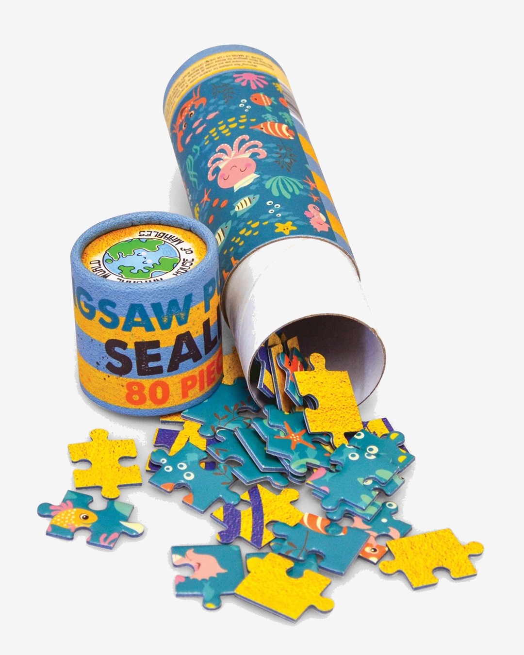 Jigsaw puzzle sea life in round box