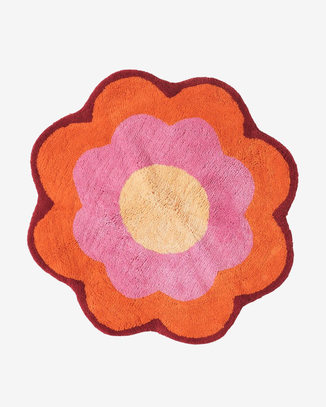 Orange, pink and yellow flower bath mat