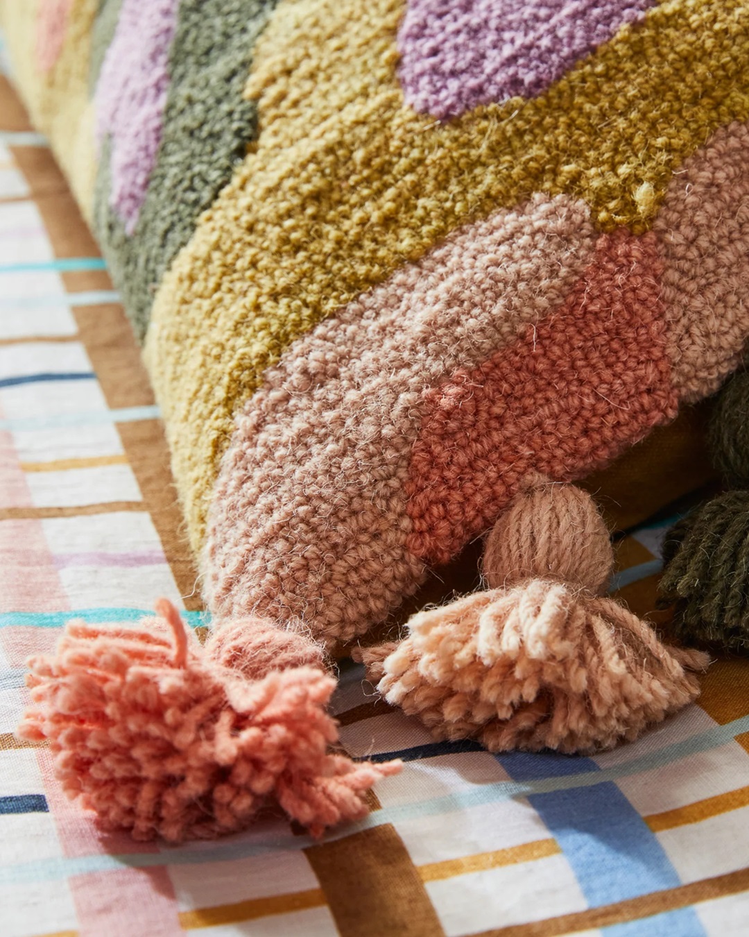 Yellow leopard rectangle cushion with tassels