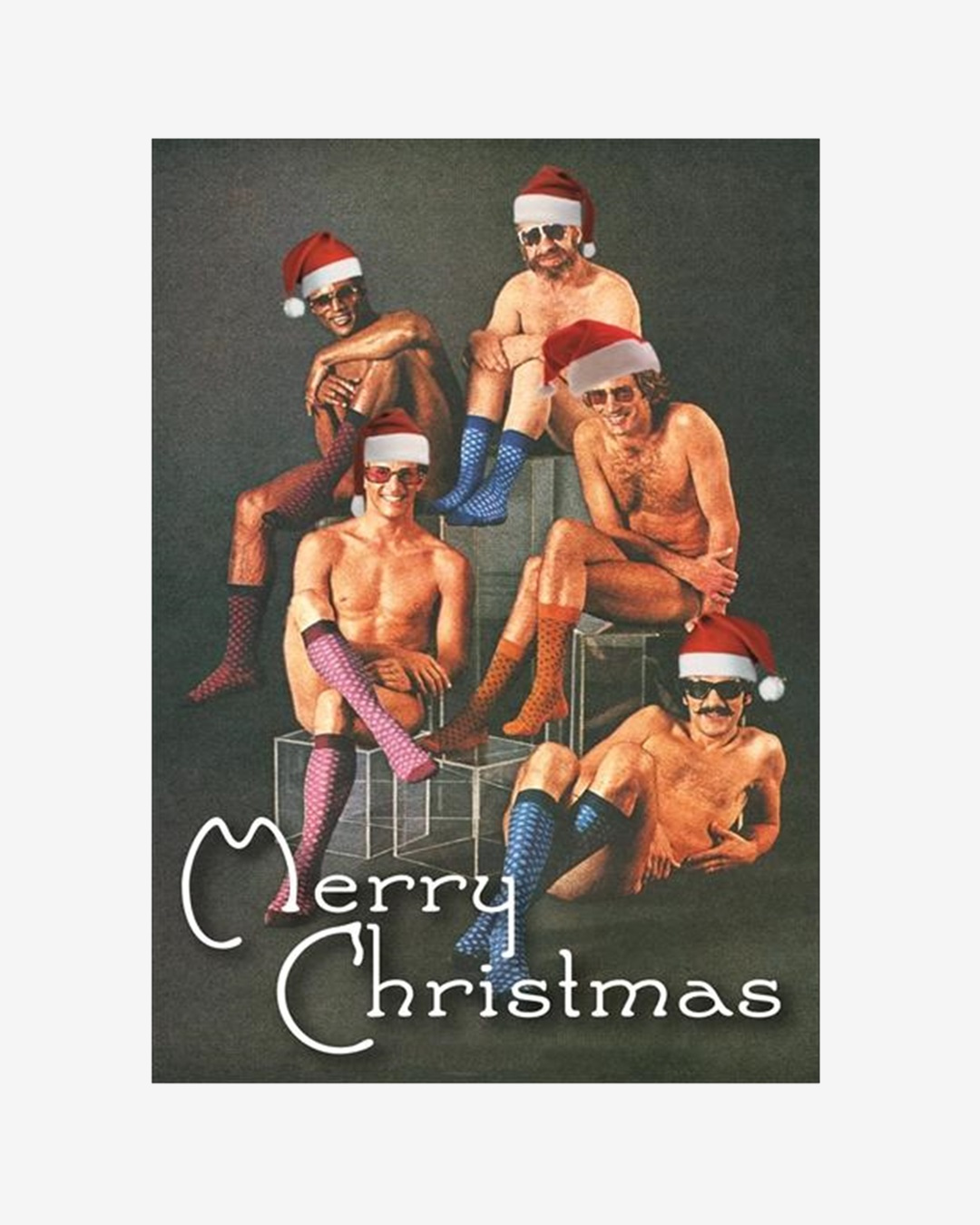 Merry Christmas males in socks cards