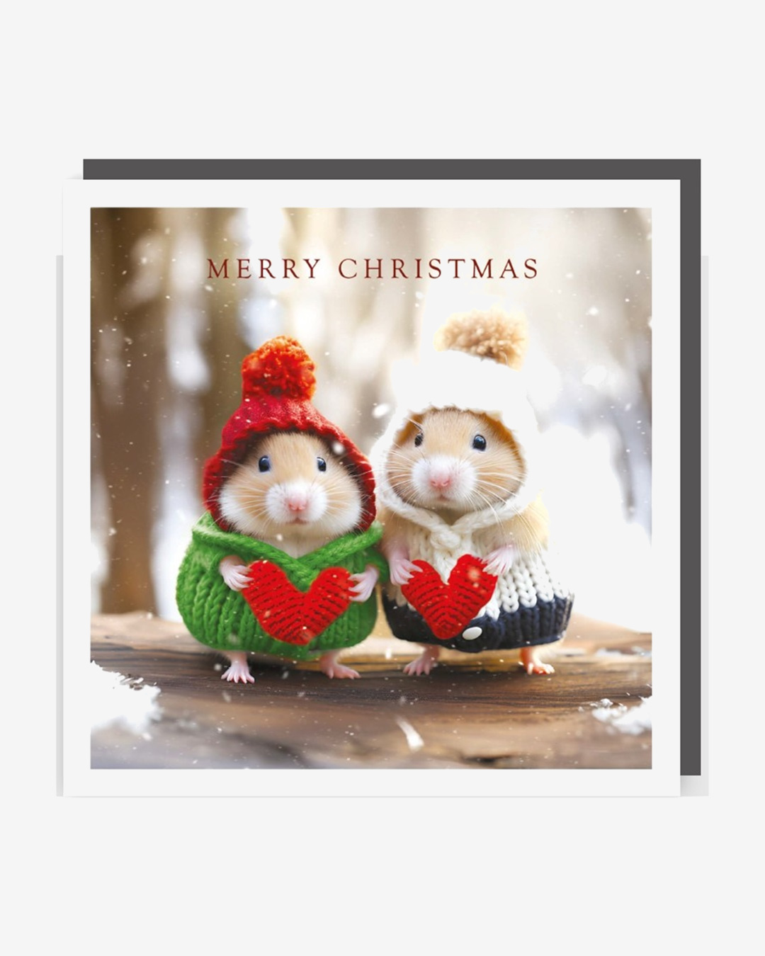 Merry Christmas hamsters in snow card