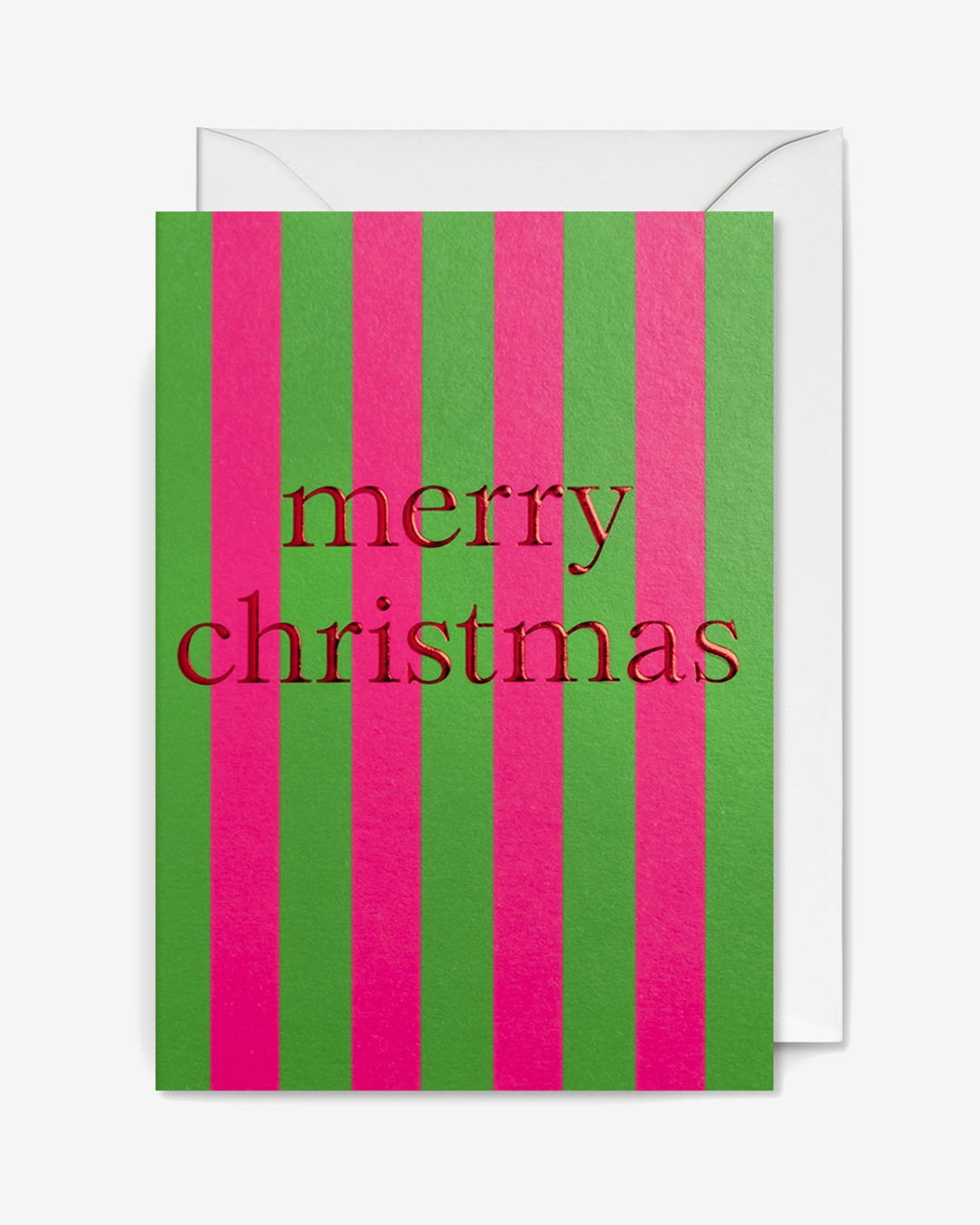 Merry Christmas pink and green stripes card