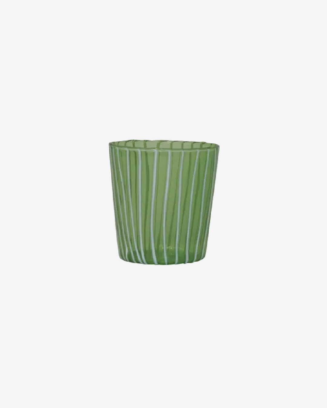 white and green stripe clear tumbler glass