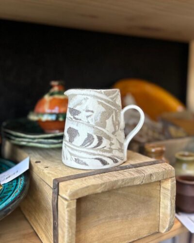 Natural Nerikomi ceramic jug on shelf