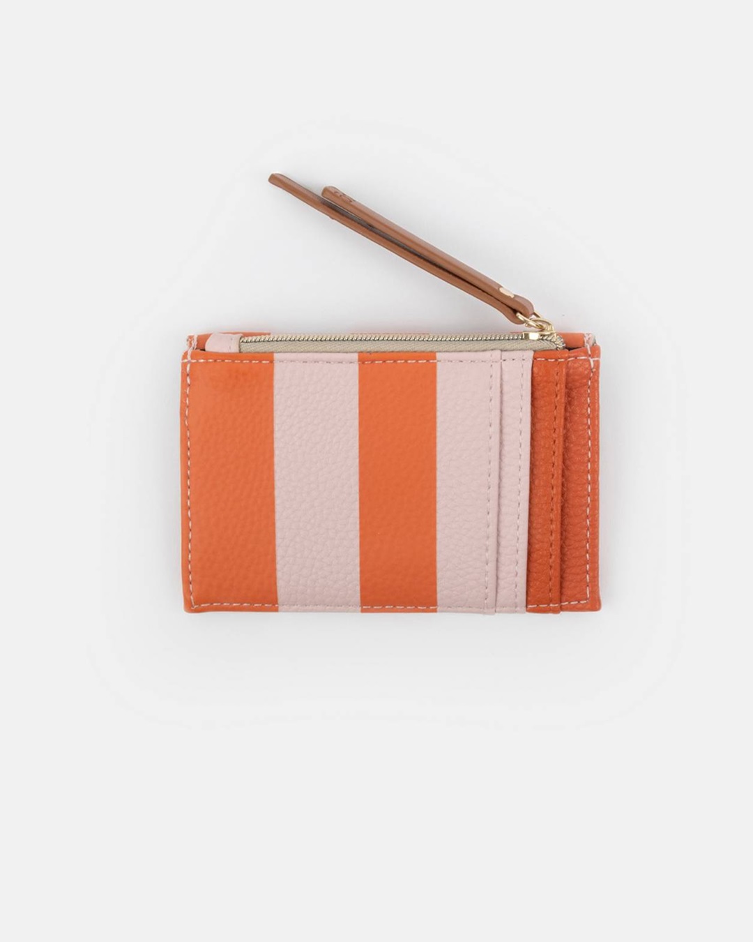 Orange and pink stripe coin and card purse