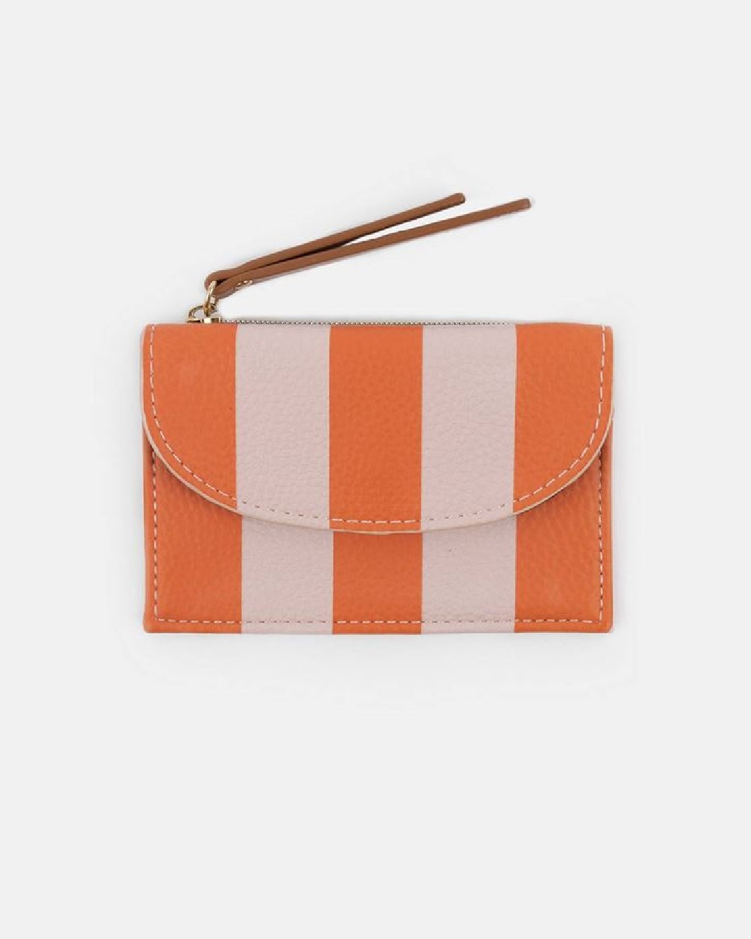 Orange and pink stripe coin and card purse
