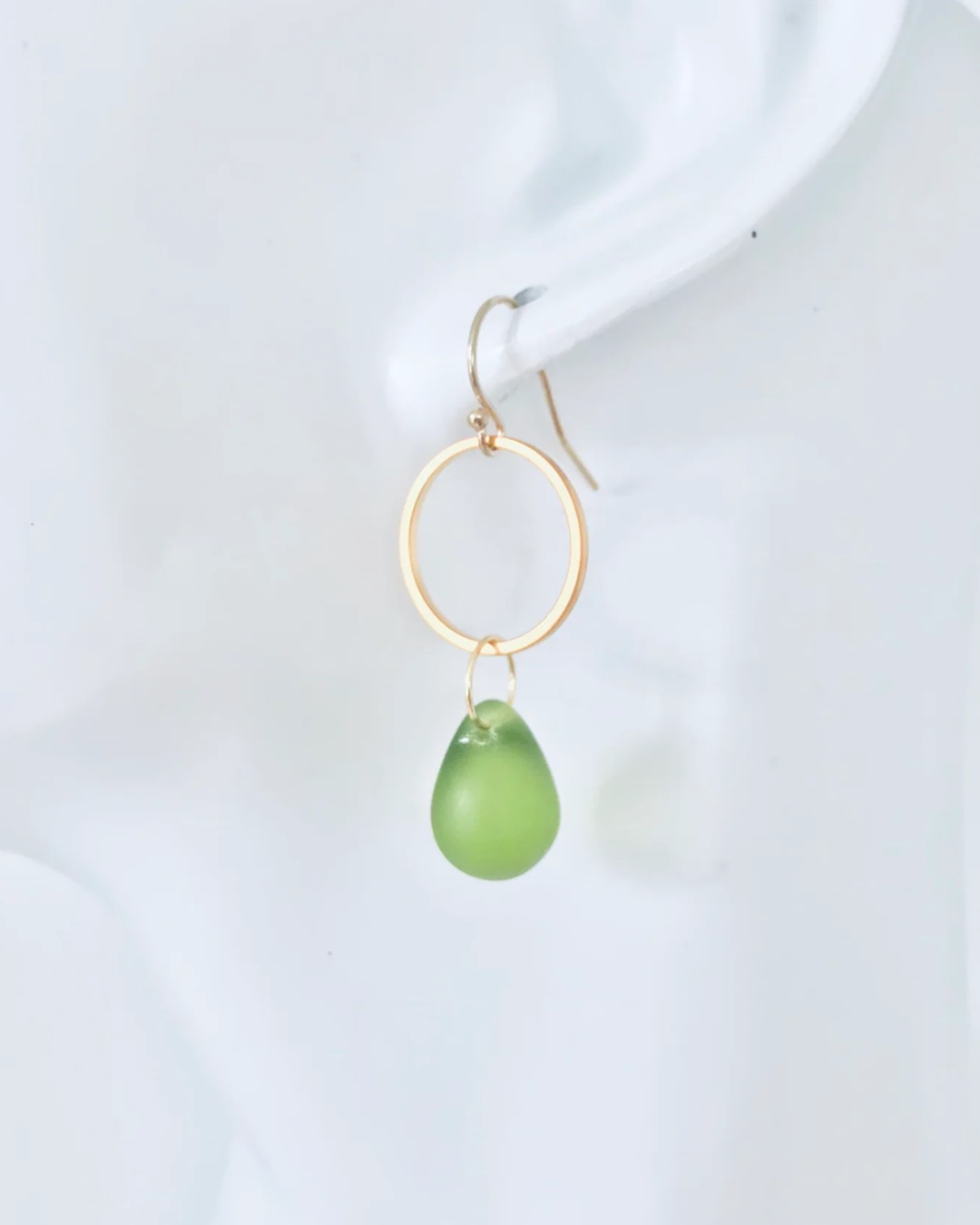 Sea glass circle drop earrings