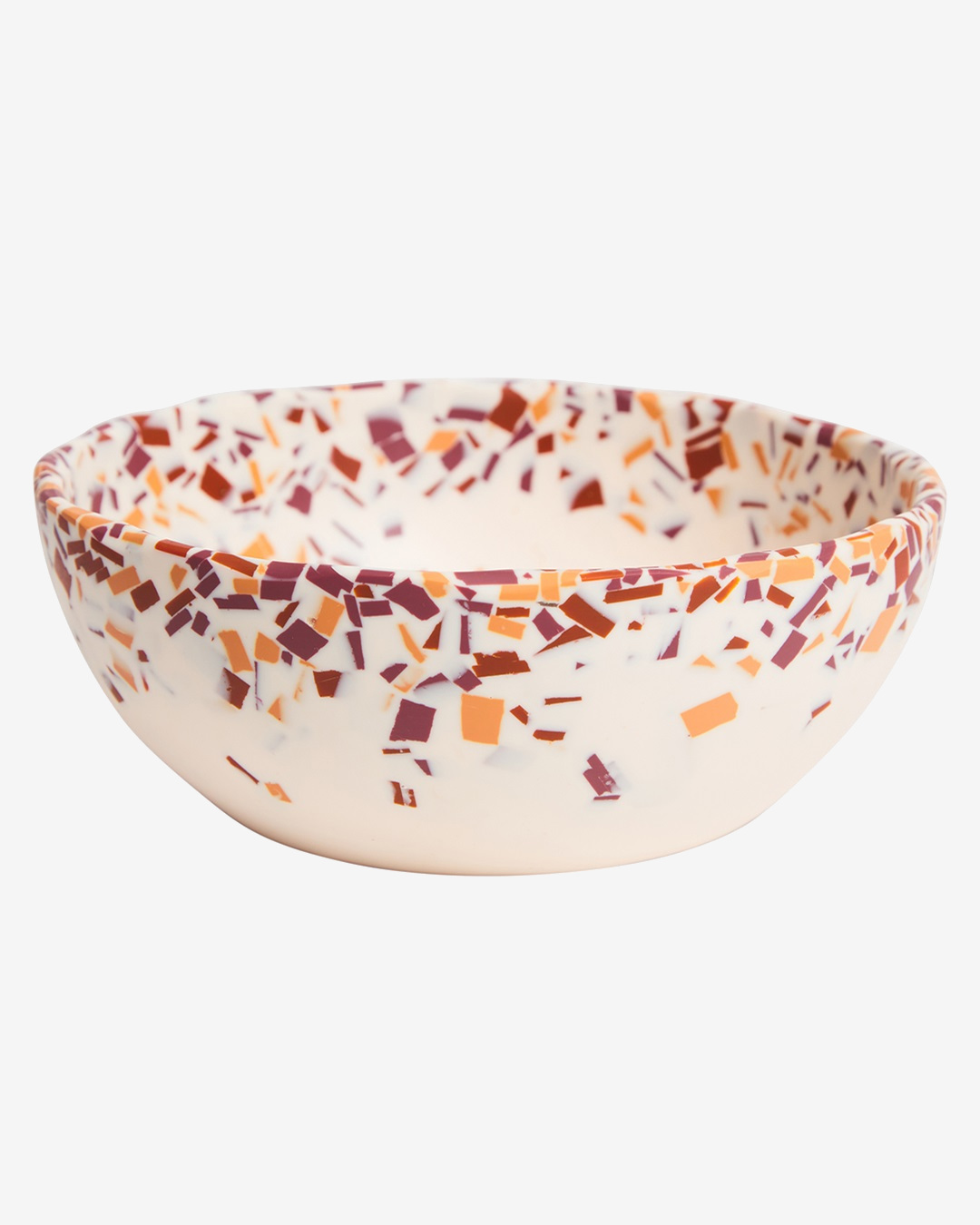 Red and orange round terrazzo bowl