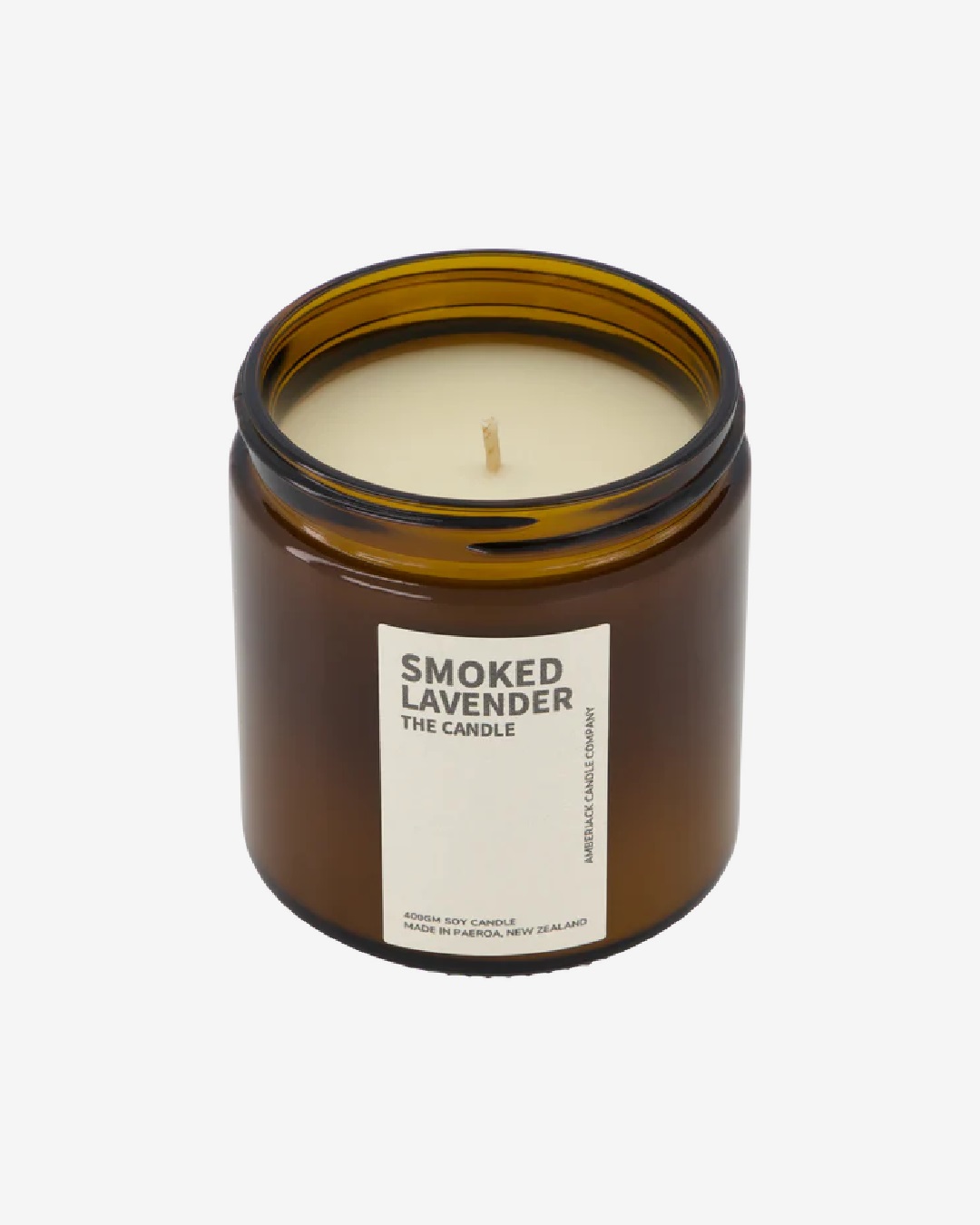 Smoked lavendar candle in amber jar