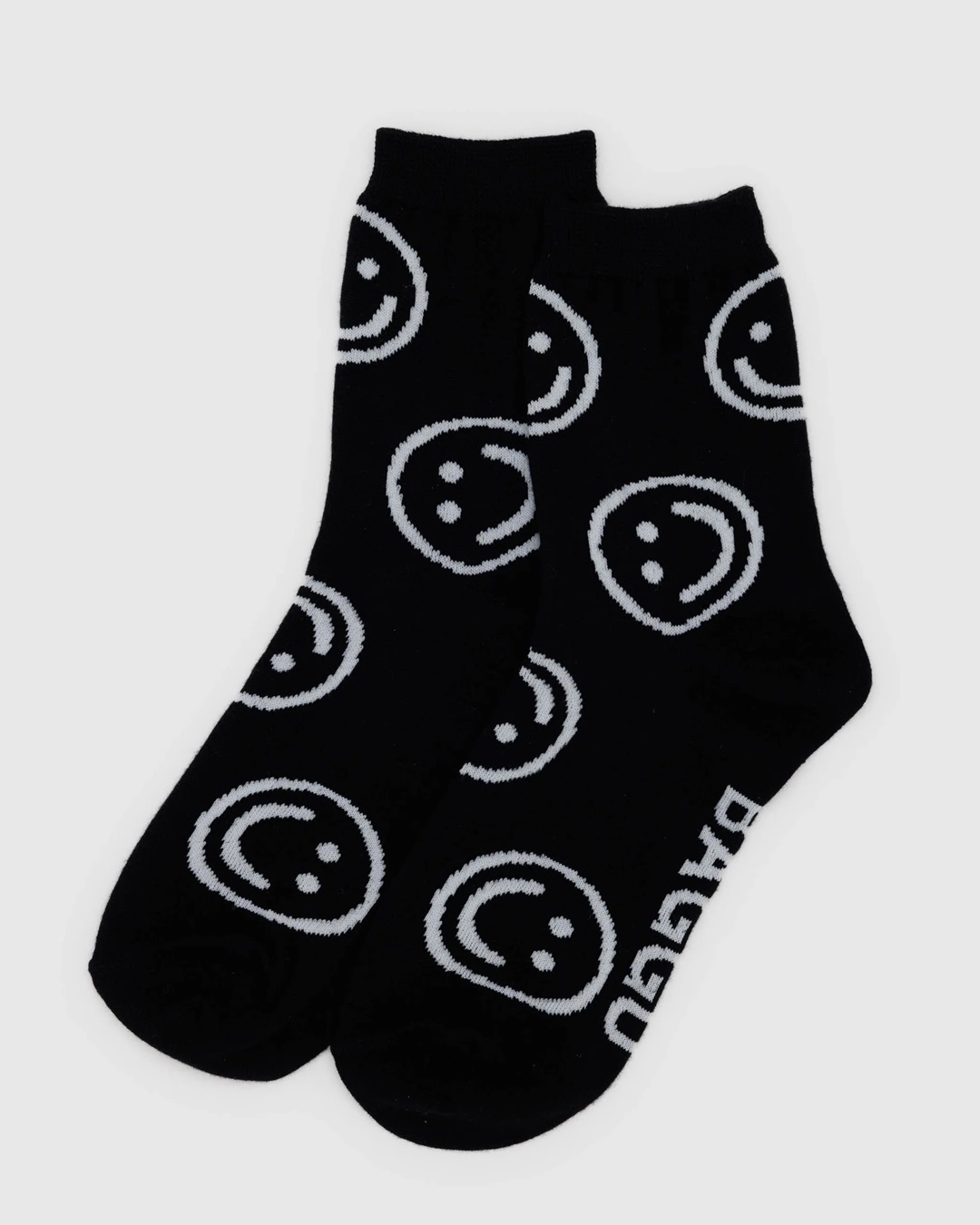 black socks with with smiley faces on