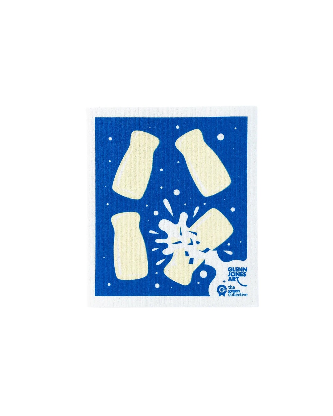 blue and white spilt milk dish cloth