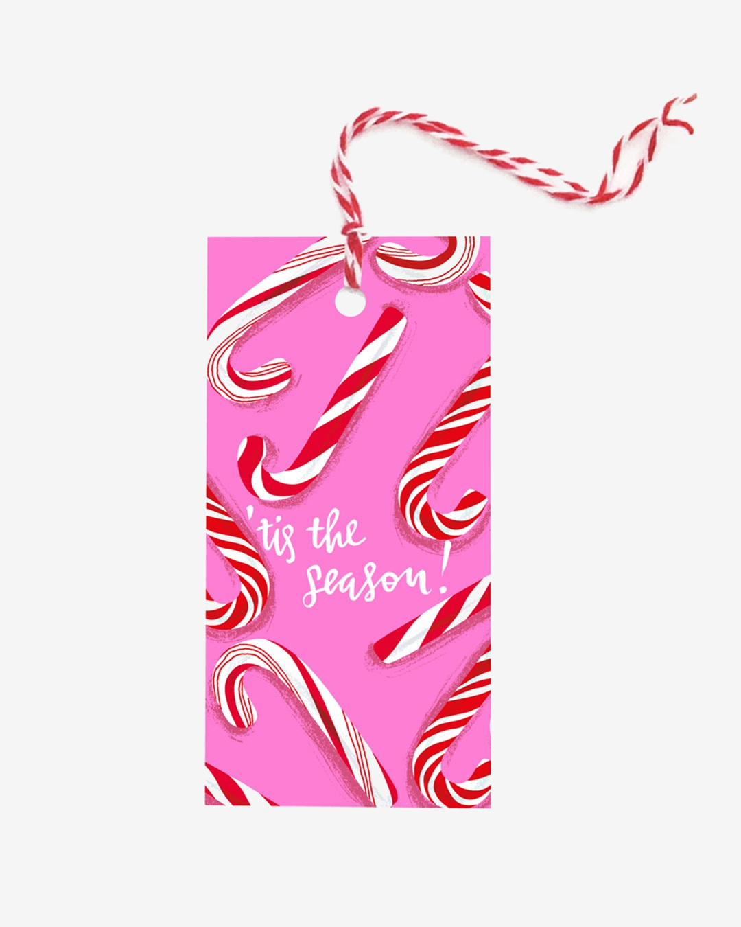 Pink candy cane gift tags