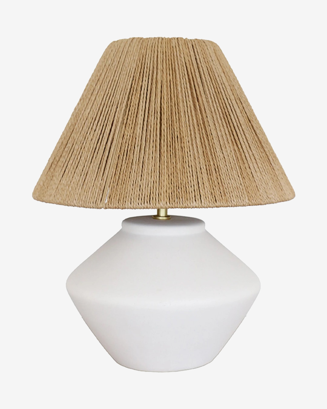 White lamp with loom shade