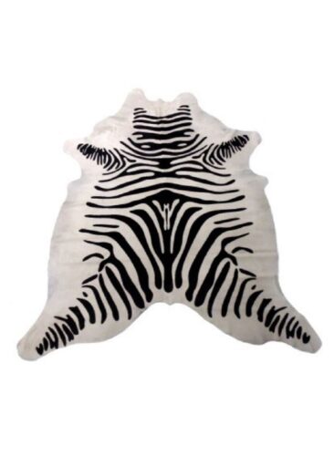 Zebra cowhide rug