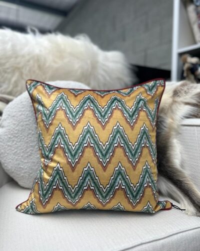 square cushion with zig zag pattern on chair