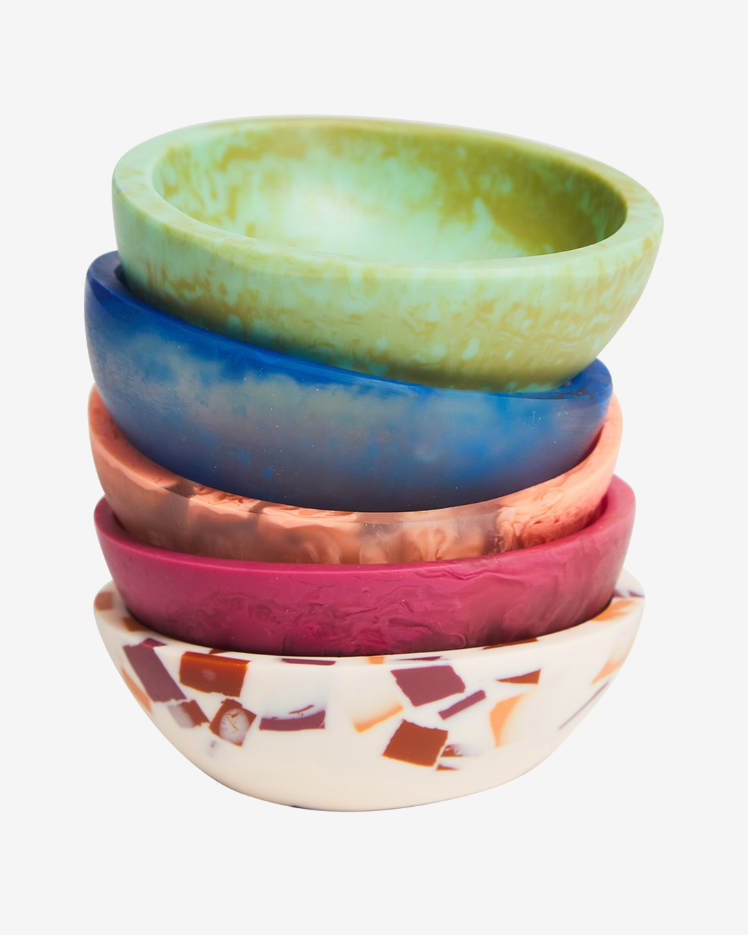 Colourful bowls stacked up on top of each other