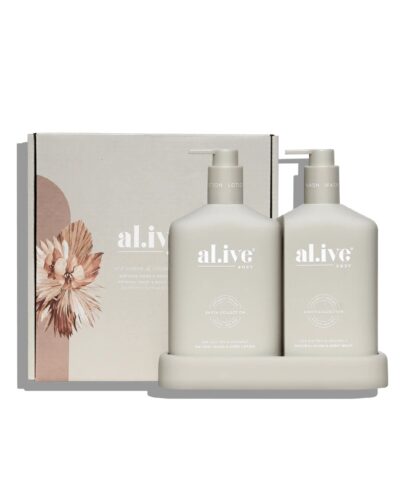 Al.ive wash and lotion duo in tray